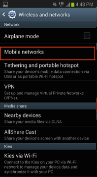 3. Tap Mobile networks